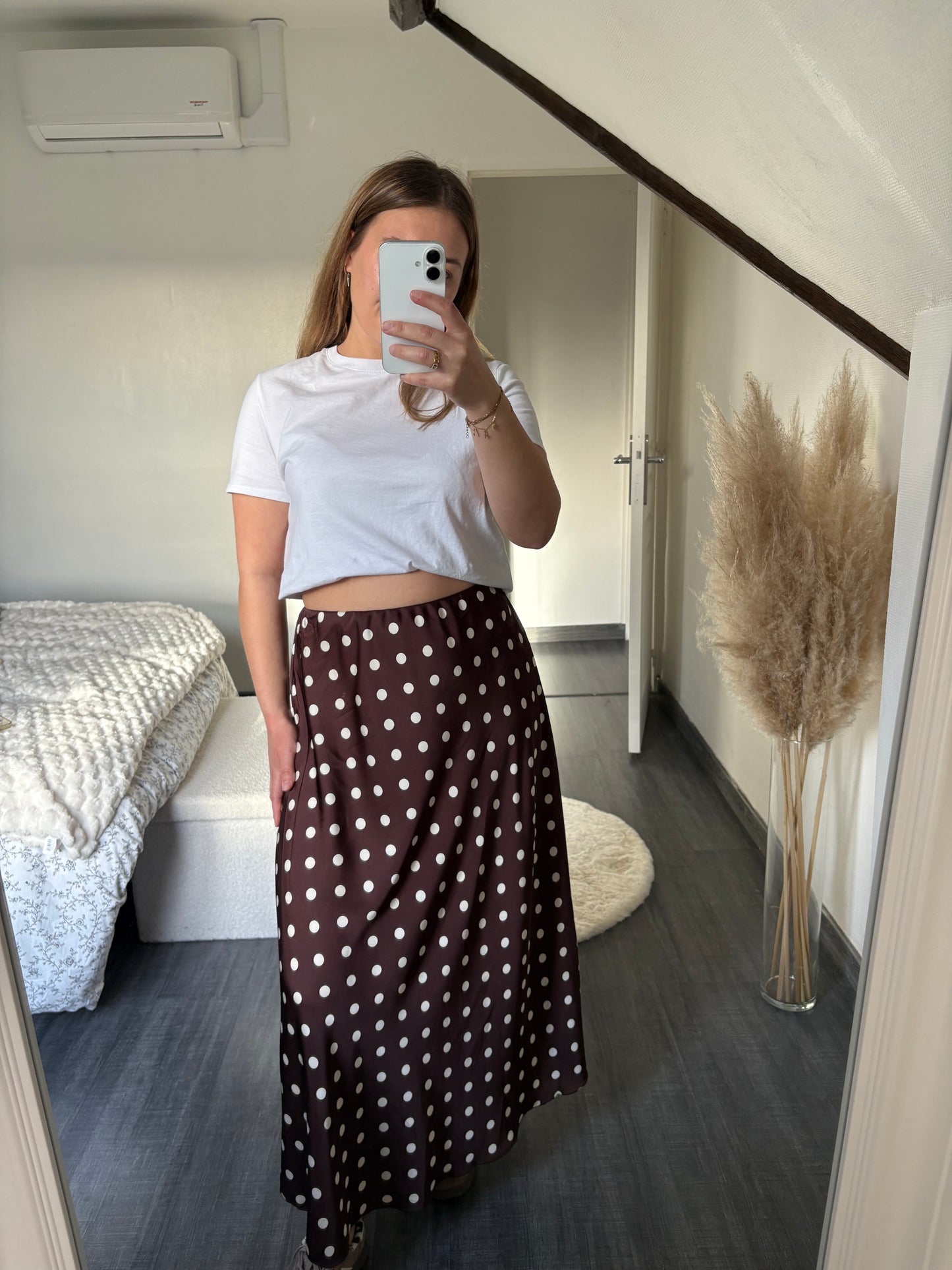 Jupe à pois fluide femme – Sienna (taille élastique)