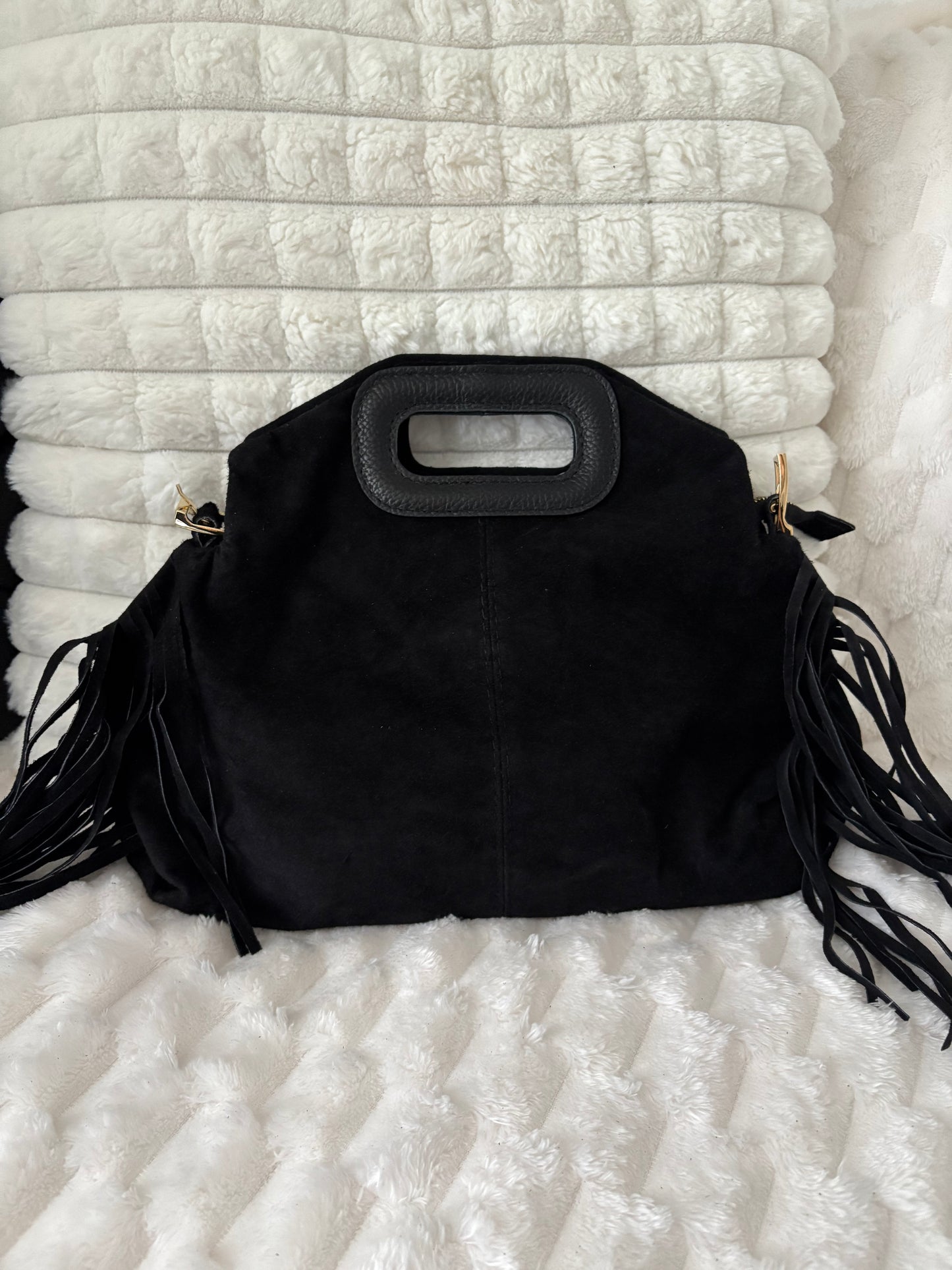 Sac à Franges en Suédine – Noir