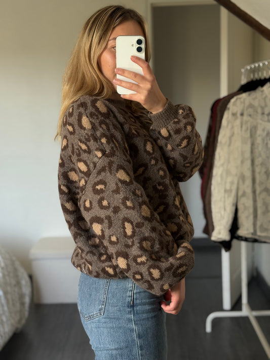 Pull léopard taupe
