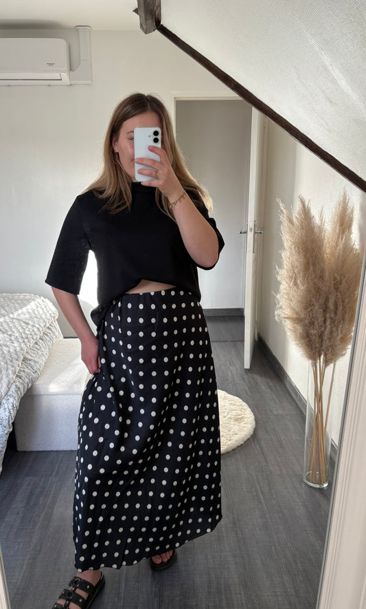 Jupe à pois fluide femme – Sienna (taille élastique)