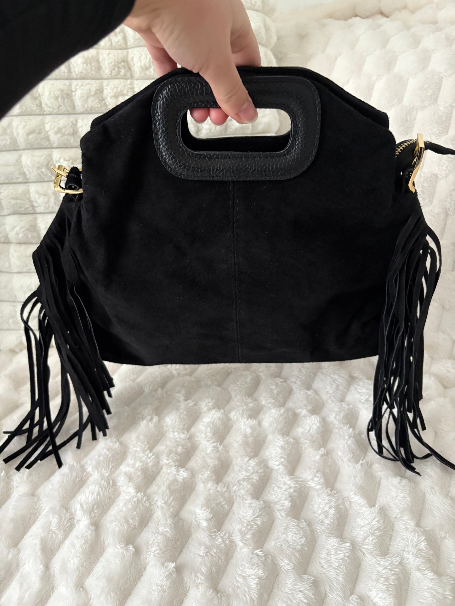 Sac à Franges en Suédine – Noir
