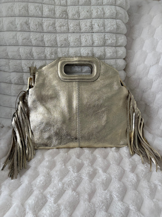 Sac à Franges Or Irisé – Must-Have Tendance