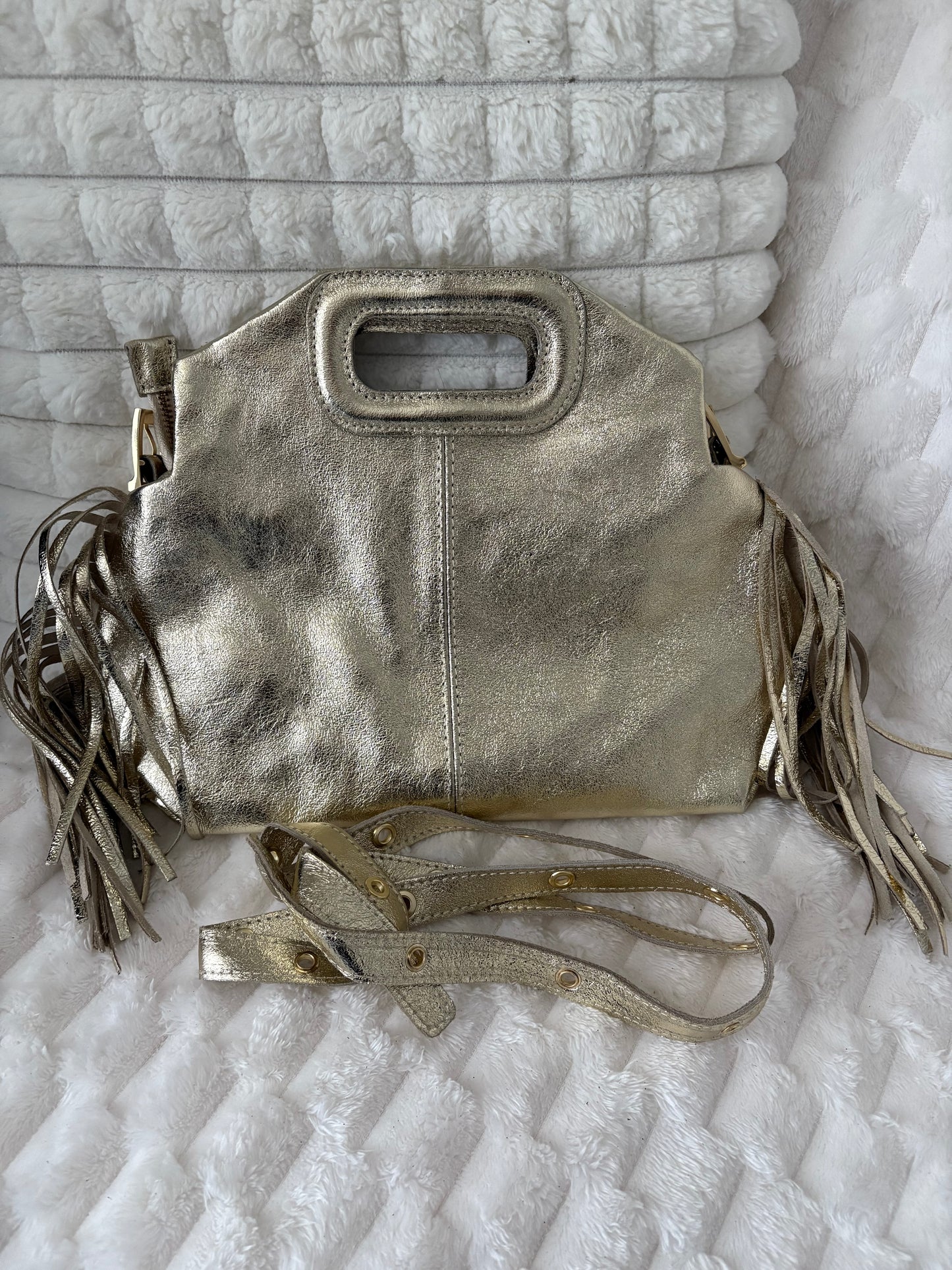 Sac à Franges Or Irisé – Must-Have Tendance