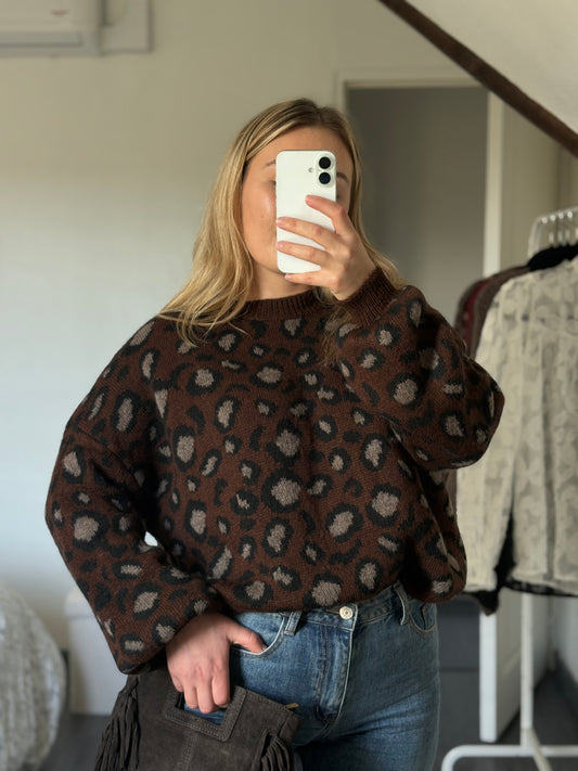 Pull léopard choco