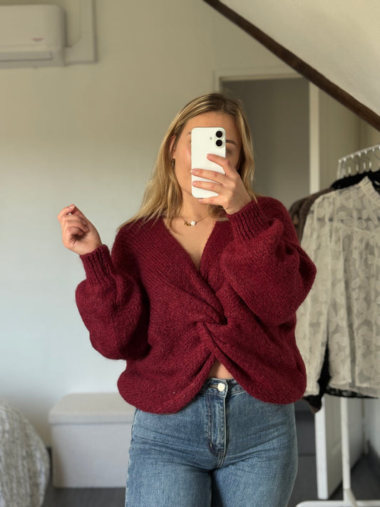 Pull réversible bordeaux