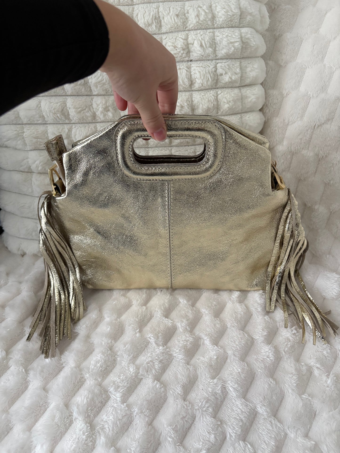 Sac à Franges Or Irisé – Must-Have Tendance