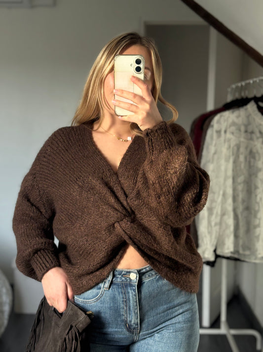 Pull réversible chocolat