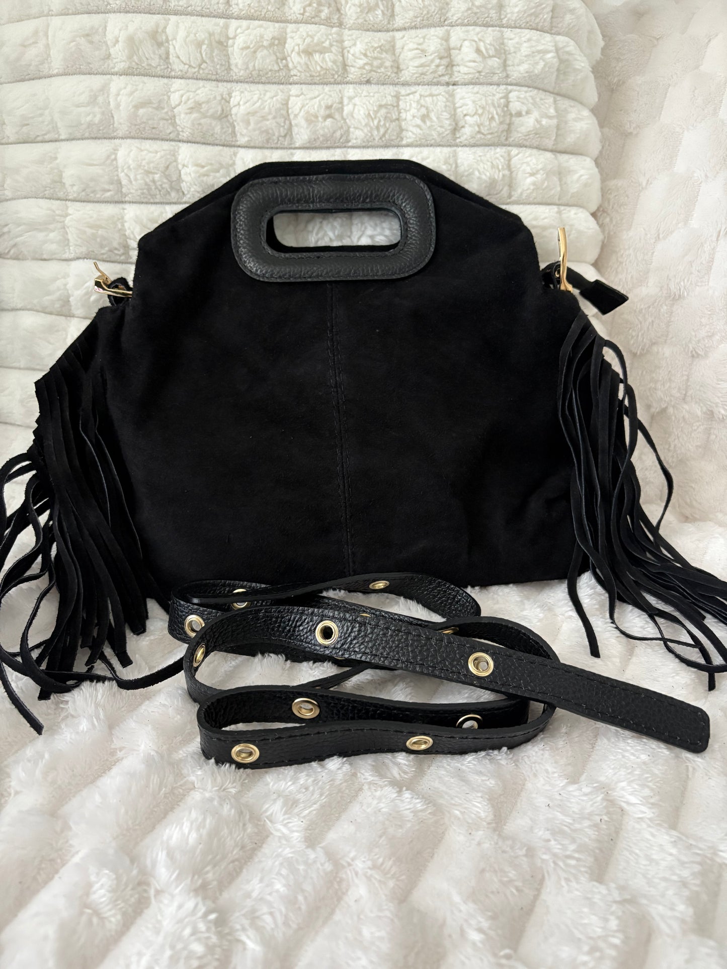 Sac à Franges en Suédine – Noir