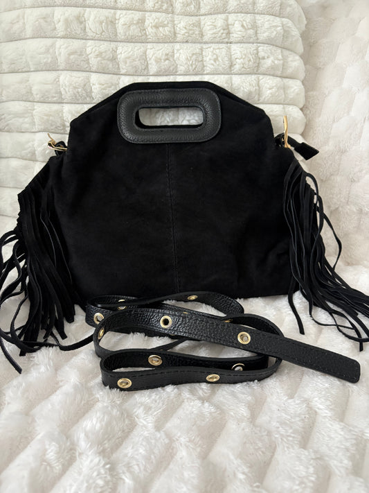 Sac à Franges en Suédine – Noir